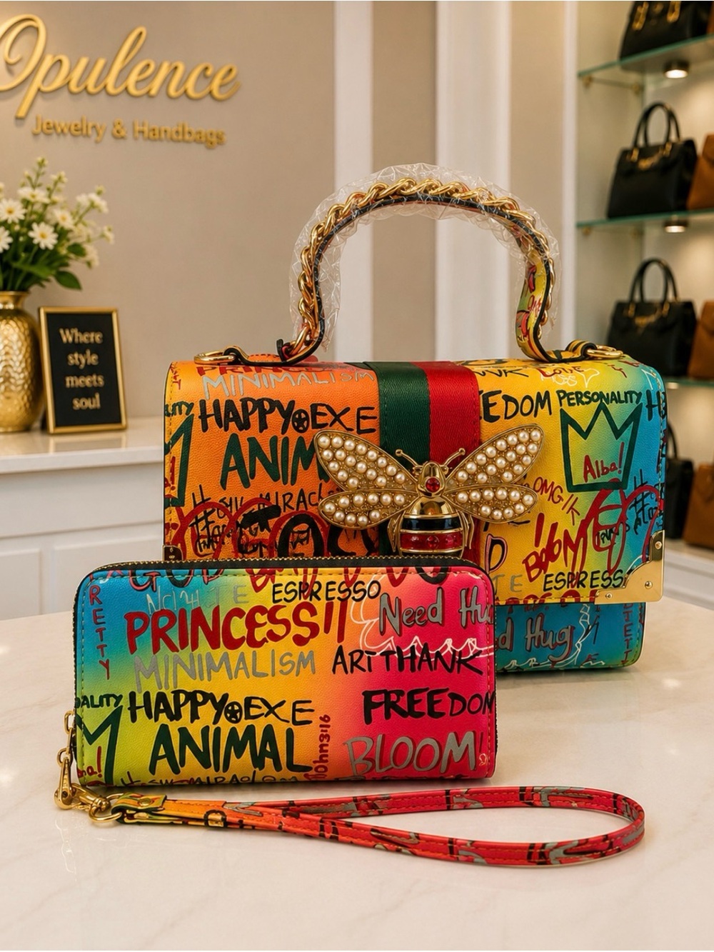 Colorful Graffiti Handbag & Wallet